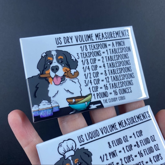 Bernese Mountain Dog Measuring Chart Magnet Set Cooking Baking Guide - Picture 3 of 5